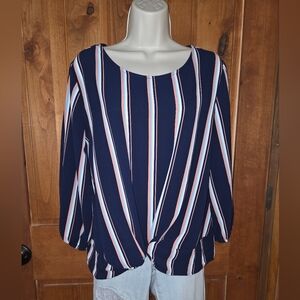 Pink Republic Navy and White Striped Blouse